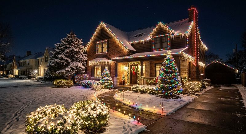 Christmas Lights Hanging in Kansas City, KS